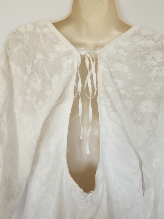 Wild Fable White Embroidered Flowy Milk Maid Top Bishop Sleeved Dress L - Picture 10 of 11